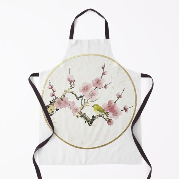 Item preview, Artistic Japanese Red Plum and Nightingale - Gold Leaf Ink Art designed and sold by Kokeshidreams.