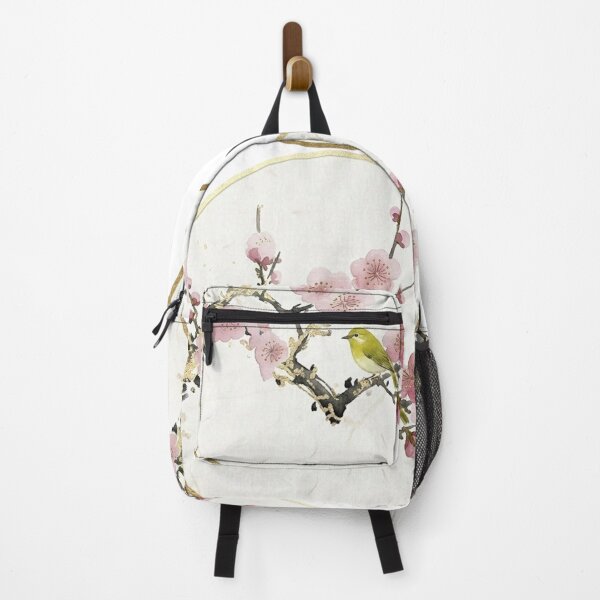 Item preview, Artistic Japanese Red Plum and Nightingale - Gold Leaf Ink Art designed and sold by Kokeshidreams.