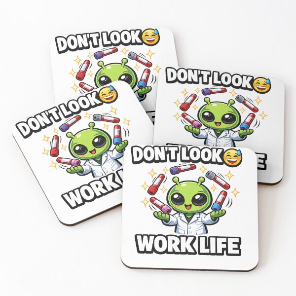 Item preview, Don’t Look Work Life Funny Phlebotomy Alien Lab Humor Blood Draw Cartoon Science Design designed and sold by ClinicalHubs.