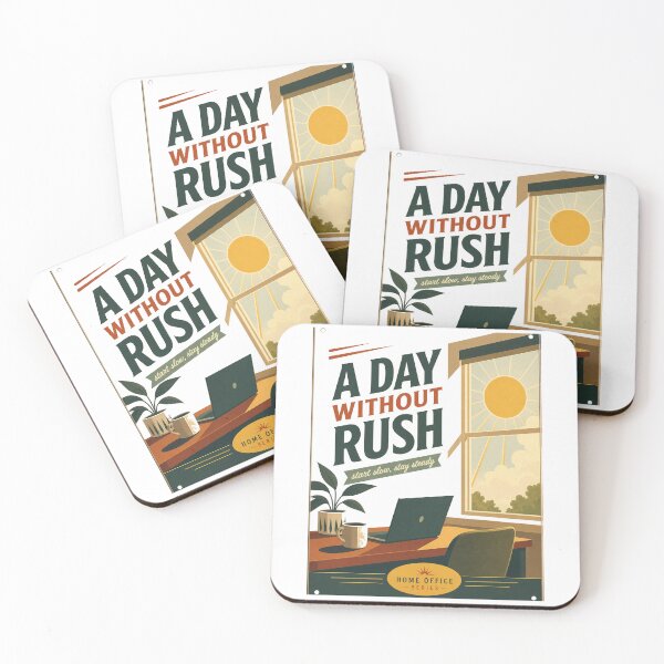 Item preview, A Day Without Rush – Retro Home Office Poster | Slow Living Work From Home Aesthetic designed and sold by Galskap.