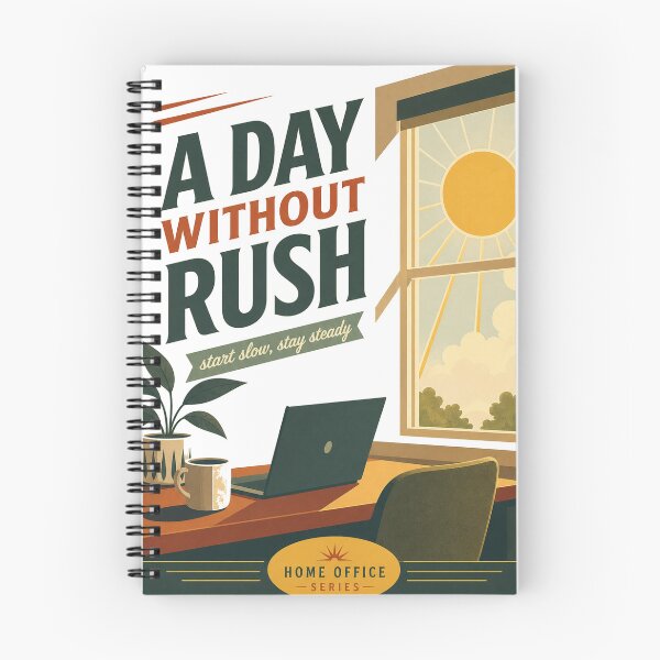 Item preview, A Day Without Rush – Retro Home Office Poster | Slow Living Work From Home Aesthetic designed and sold by Galskap.