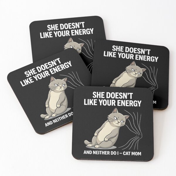 Item preview, Funny Cat Mom T-Shirt - She Doesn't Like Your Energy Grumpy Cat designed and sold by ZyxDes.