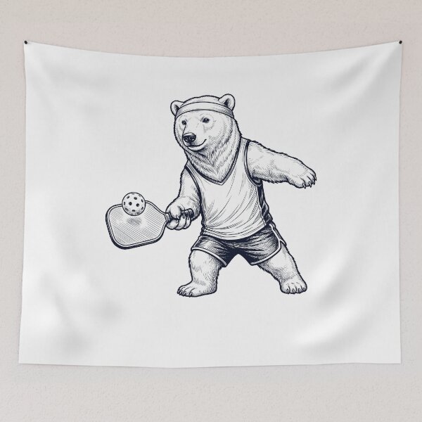 Item preview, Vintage Polar Bear Playing Pickleball Player Animal Lover designed and sold by DoodleTortle.