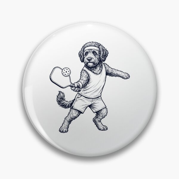 Item preview, Vintage Portuguese Water Dog Playing Pickleball Player Dog Lover designed and sold by DoodleTortle.