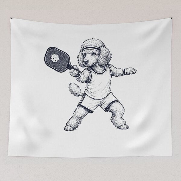 Item preview, Vintage Poodle Playing Pickleball Player Dog Lover designed and sold by DoodleTortle.