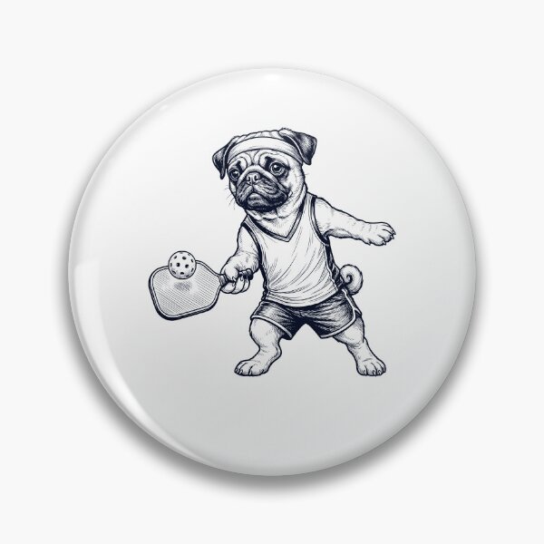 Item preview, Vintage Pug Playing Pickleball Player Dog Lover designed and sold by DoodleTortle.
