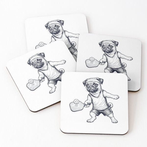 Item preview, Vintage Pug Playing Pickleball Player Dog Lover designed and sold by DoodleTortle.