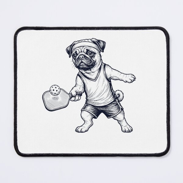 Item preview, Vintage Pug Playing Pickleball Player Dog Lover designed and sold by DoodleTortle.