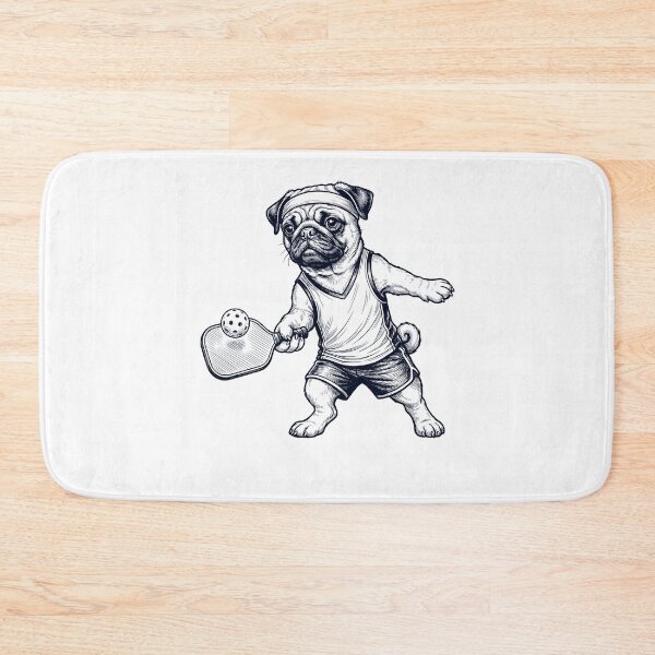 Item preview, Vintage Pug Playing Pickleball Player Dog Lover designed and sold by DoodleTortle.