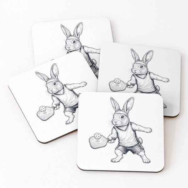 Item preview, Vintage Rabbit Playing Pickleball Player Animal Lover designed and sold by DoodleTortle.