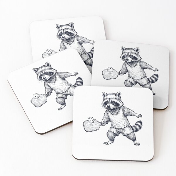 Item preview, Vintage Raccoon Playing Pickleball Player Animal Lover designed and sold by DoodleTortle.