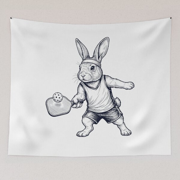 Item preview, Vintage Rabbit Playing Pickleball Player Animal Lover designed and sold by DoodleTortle.