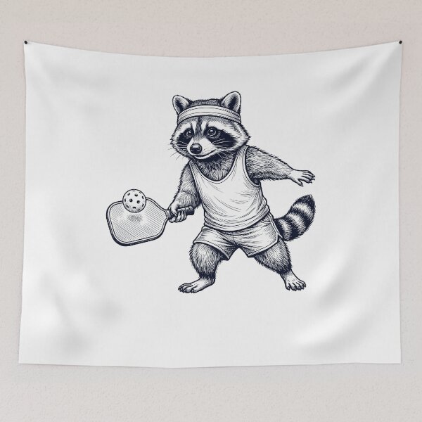 Item preview, Vintage Raccoon Playing Pickleball Player Animal Lover designed and sold by DoodleTortle.