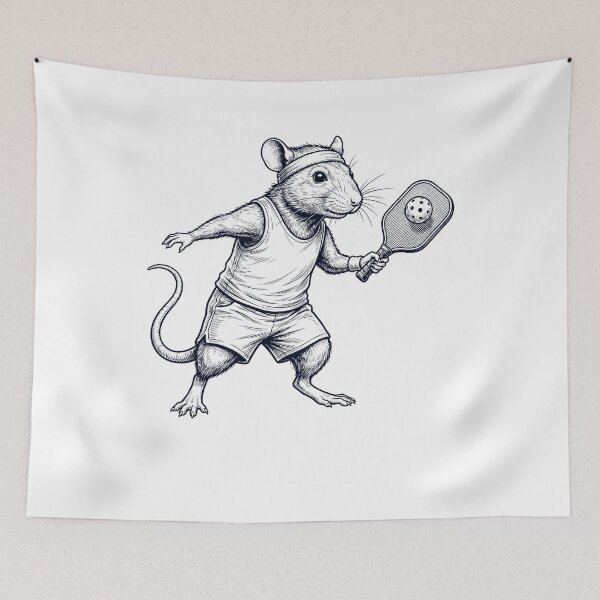 Item preview, Vintage Rat Playing Pickleball Player Animal Lover designed and sold by DoodleTortle.