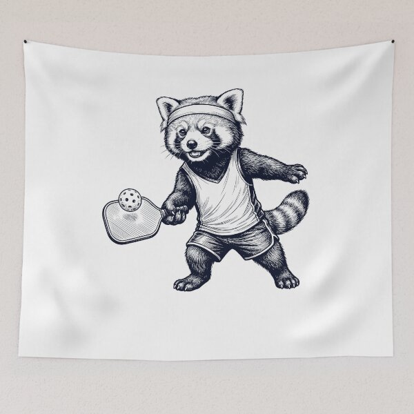 Item preview, Vintage Red Panda Playing Pickleball Player Animal Lover designed and sold by DoodleTortle.