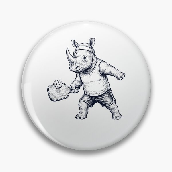 Item preview, Vintage Rhino Playing Pickleball Player Animal Lover designed and sold by DoodleTortle.