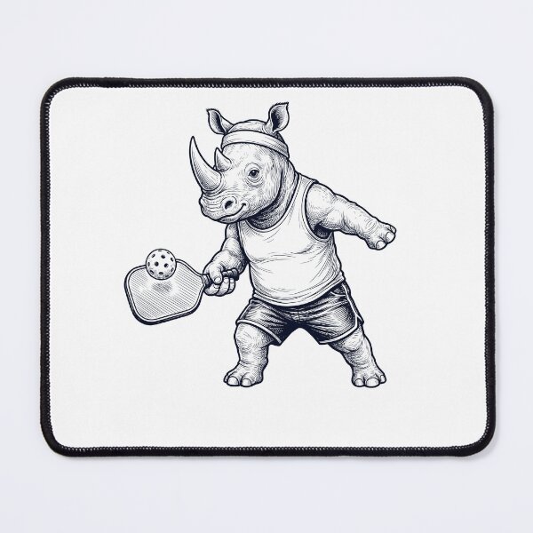 Item preview, Vintage Rhino Playing Pickleball Player Animal Lover designed and sold by DoodleTortle.