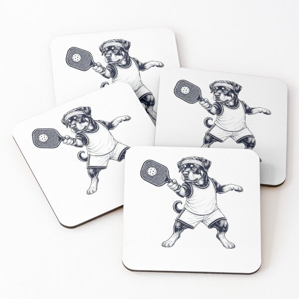 Item preview, Vintage Rottweiler Playing Pickleball Player Dog Lover designed and sold by DoodleTortle.