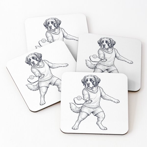 Item preview, Vintage Saint Bernard Playing Pickleball Player Dog Lover designed and sold by DoodleTortle.