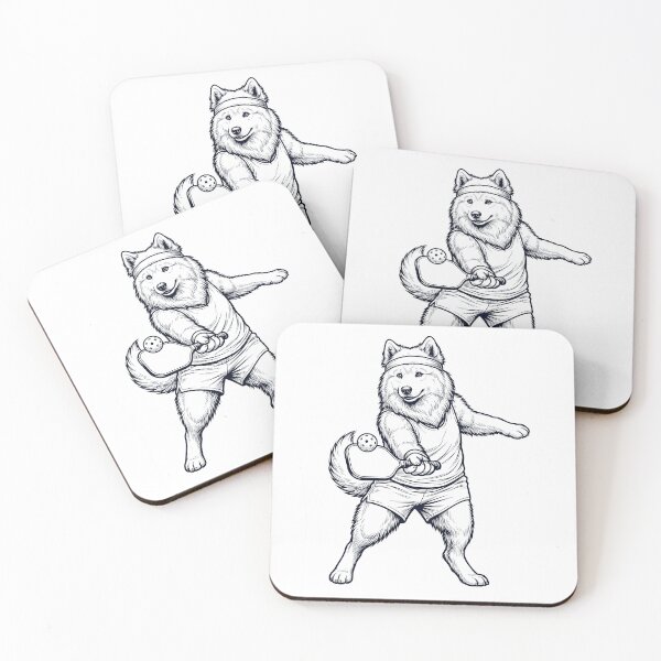 Item preview, Vintage Samoyed Playing Pickleball Player Dog Lover designed and sold by DoodleTortle.