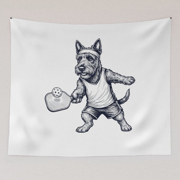 Item preview, Vintage Scottish Terrier Playing Pickleball Player Dog Lover designed and sold by DoodleTortle.