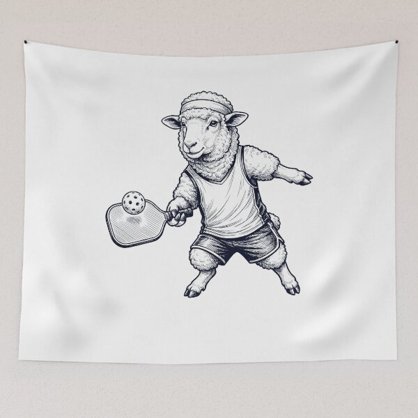 Item preview, Vintage Sheep Playing Pickleball Player Animal Lover designed and sold by DoodleTortle.