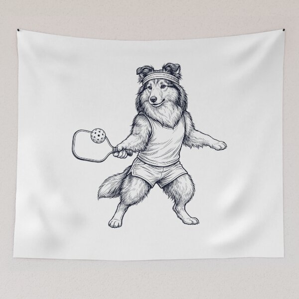 Item preview, Vintage Shetland Sheepdog Playing Pickleball Player Dog Lover designed and sold by DoodleTortle.