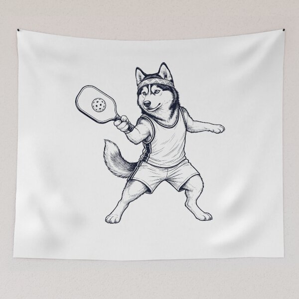 Item preview, Vintage Siberian Husky Playing Pickleball Player Dog Lover designed and sold by DoodleTortle.