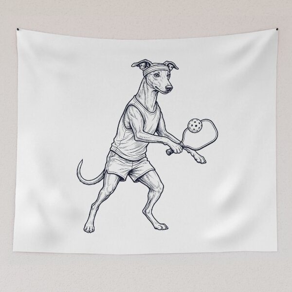 Item preview, Vintage Whippet Playing Pickleball Player Dog Lover designed and sold by DoodleTortle.