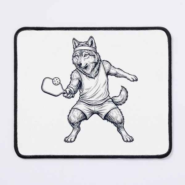 Item preview, Vintage Wolf Playing Pickleball Player Animal Lover designed and sold by DoodleTortle.