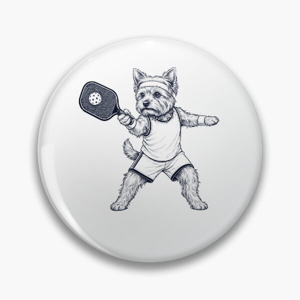 Item preview, Vintage Yorkshire Terrier Playing Pickleball Player Dog Lover designed and sold by DoodleTortle.