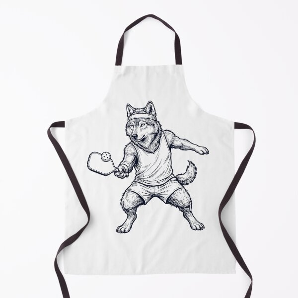 Item preview, Vintage Wolf Playing Pickleball Player Animal Lover designed and sold by DoodleTortle.
