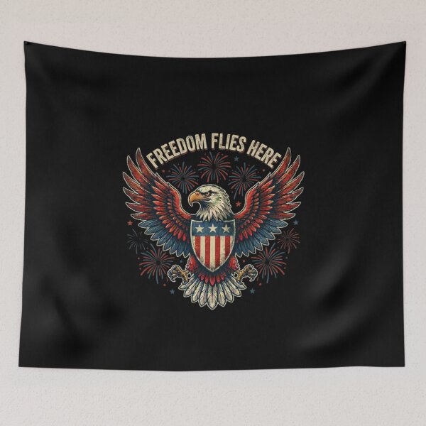Item preview, Freedom Flies Here Eagle Shirt Vintage Patriotic 4th of July USA Design designed and sold by Prime legend .