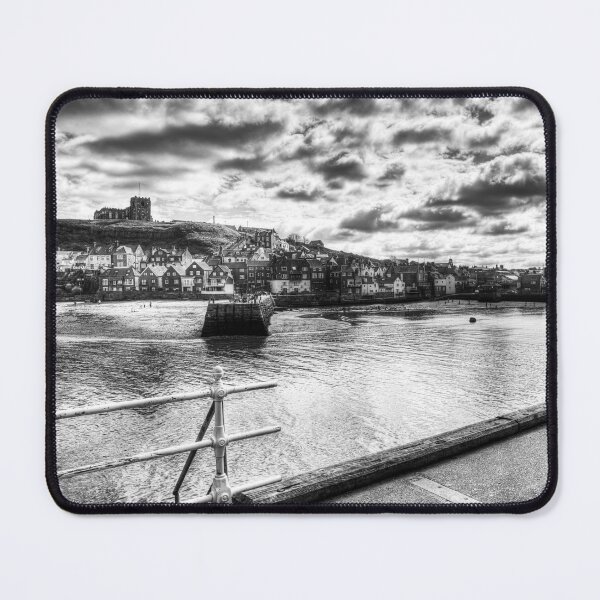 Item preview, Whitby Harbour and Abbey in Monochrome designed and sold by Paul Thompson Photography.