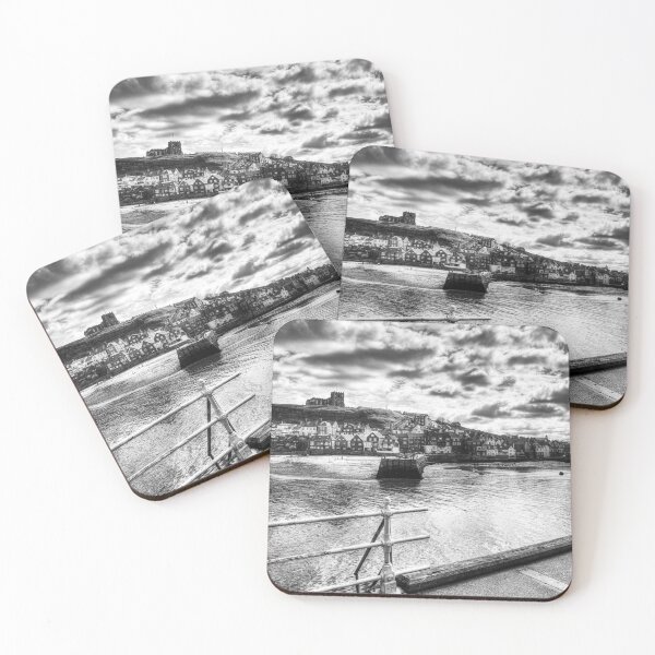 Item preview, Whitby Harbour and Abbey in Monochrome designed and sold by Paul Thompson Photography.