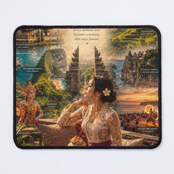 Item preview, Welcome to Bali Island of Gods Travel Poster | Uluwatu Temple Rice Terrace Cultural Wall Art designed and sold by Inkora-Art.
