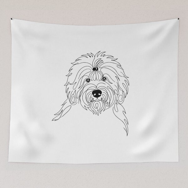 Item preview, Old English Sheepdog One Line Art – Modern & fuzzy dog outline design designed and sold by Pfotenfaden.