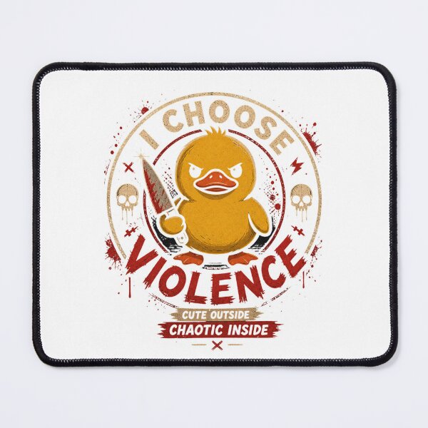 Item preview, I Choose Violence Cute Duck T-Shirt – Funny Kawaii Dark Humor Meme Tee designed and sold by Sarcastic Meme Tees Studio.