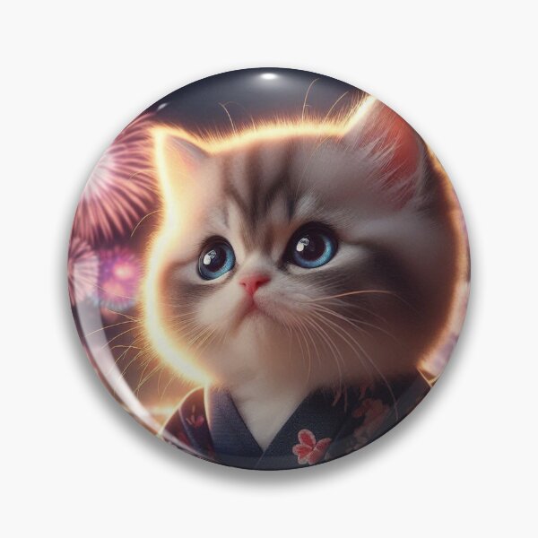 Item preview, Kawaii Fireworks Kimono Cat Looking Up designed and sold by MayaEmiArt.