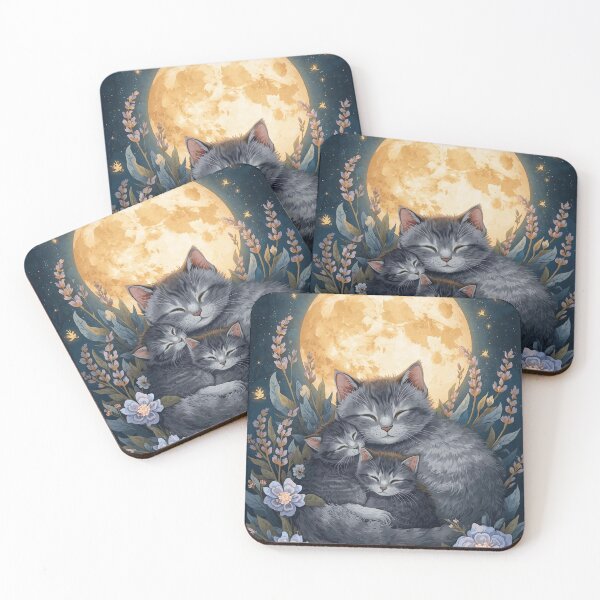 Item preview, Mama Cat Under the Moon – Dreamy Cottagecore Mother’s Day Design designed and sold by Deezyned.