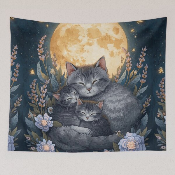 Item preview, Mama Cat Under the Moon – Dreamy Cottagecore Mother’s Day Design designed and sold by Deezyned.