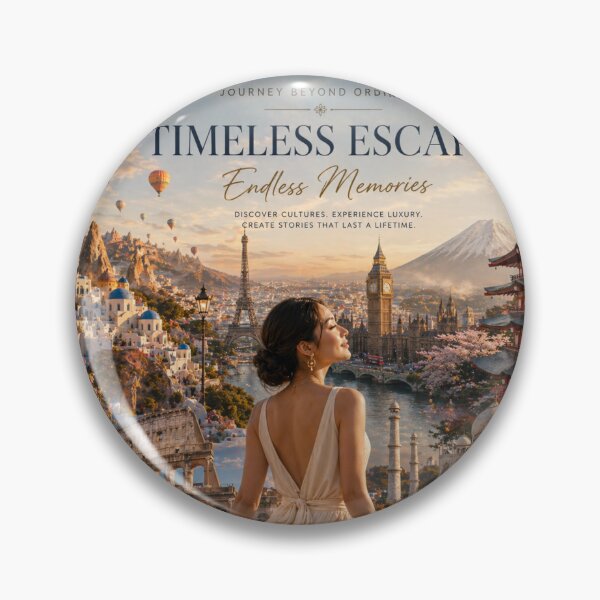 Item preview, Timeless Escapes Travel Poster | Iconic World Landmarks Luxury Wanderlust Wall Art designed and sold by Inkora-Art.