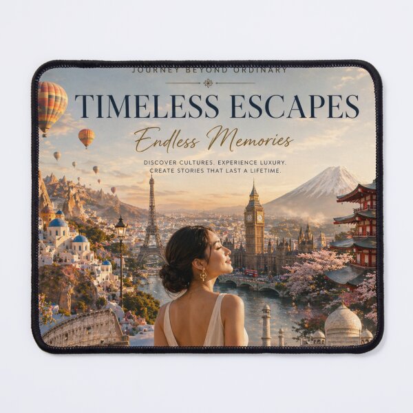 Item preview, Timeless Escapes Travel Poster | Iconic World Landmarks Luxury Wanderlust Wall Art designed and sold by Inkora-Art.