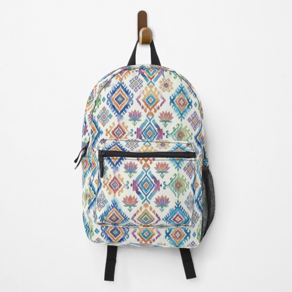 Item preview, Vibrant Multi-color Watercolor Ikat Geometric Pattern, Diamond and Lotus Motifs designed and sold by warayut.