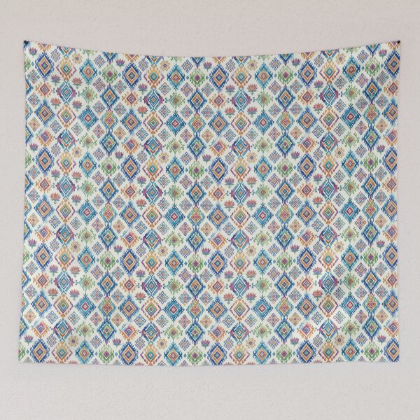 Item preview, Vibrant Multi-color Watercolor Ikat Geometric Pattern, Diamond and Lotus Motifs designed and sold by warayut.