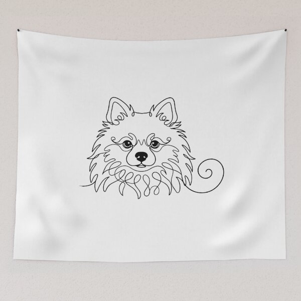 Item preview, Pomeranian One Line Art – Modern & fluffy dog outline design designed and sold by Pfotenfaden.
