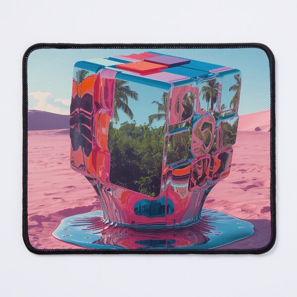 Item preview, Melting Mirage - Surreal Chrome Rubik's Cube in Pink Desert designed and sold by UnRealS.