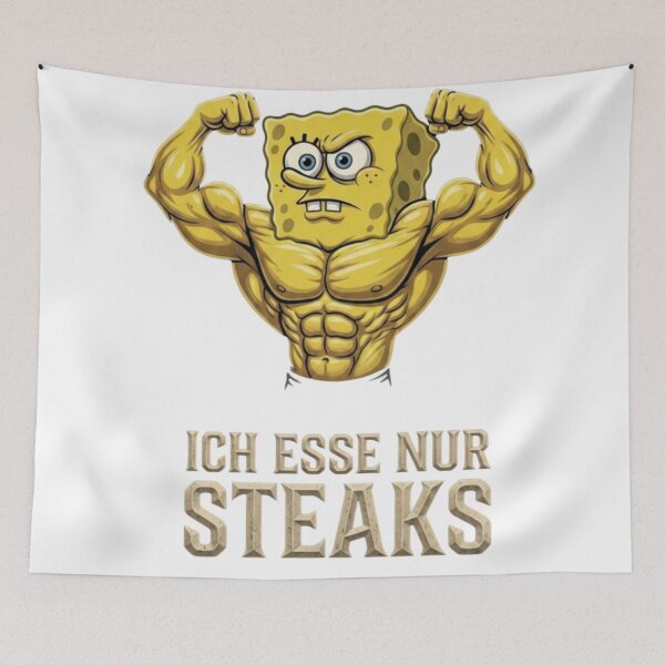 Item preview, Power Sponge Only Eats Steaks - German Text Graphic designed and sold by MaliceInWonderland.