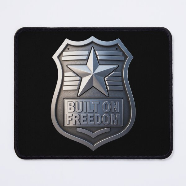 Item preview, Built on Freedom – Heavy Steel Badge Emblem designed and sold by OldGloryForge.