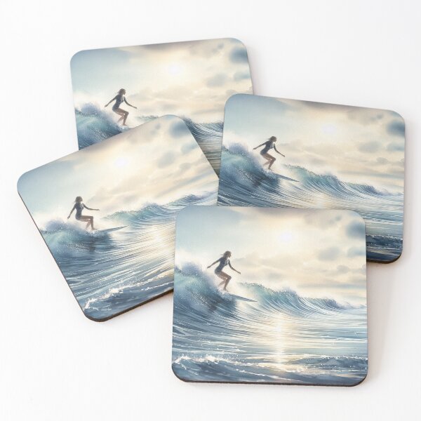 Item preview, Surfer Girl Riding a wave Surfing Watersports gift designed and sold by ArtUnova.
